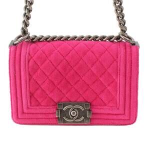 Chanel Boy Velvet Chain Shoulder Bag Pink